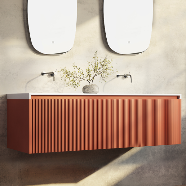 Belbagno Rimini Wall Hung Bathroom Vanity Potter's Clay