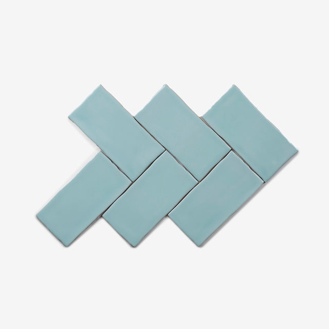 Teal Luca Hand Made Gloss Subway Tile 75 x 150 x 8mm | The Blue Space