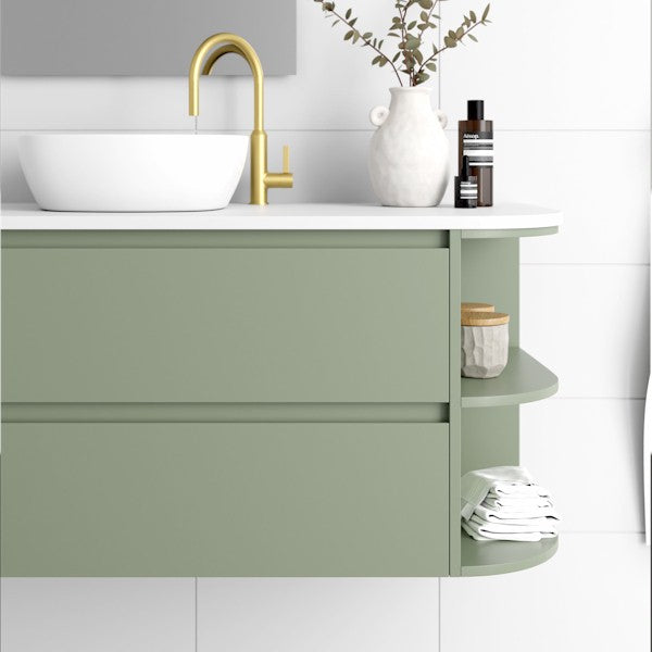 Marquis Avion, Avion4 Shelf Detail, 1200mm One Shelf End Curved Wall Hung Vanity Side - The Blue Space