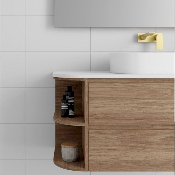 Marquis Avion, Avion5 Shelf Detail, 1200mm Two Shelf End Curved Wall Hung Vanity - The Blue Space