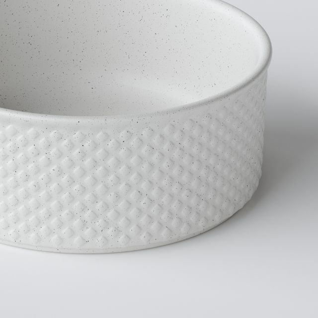 Bao Round 380mm Above Counter Diamond Embossed Basin - Matte White Textured