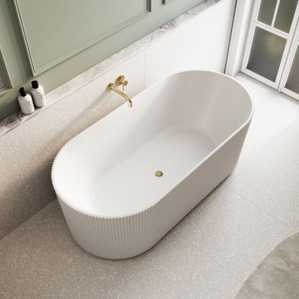 Bao Fluted 1500mm Freestanding Bath - Matte White
