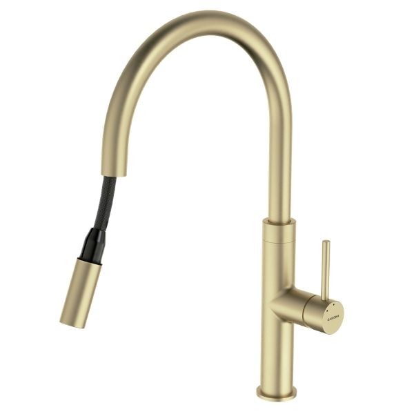 Liano II Pull Down Sink Mixer in Brushed Brass by Caroma - The Blue Space