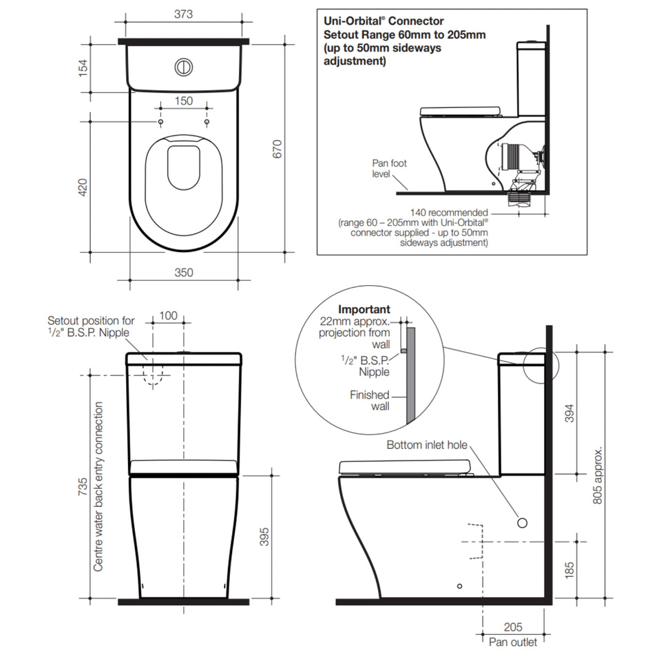 Caroma Luna Cleanflush Toilet Suite