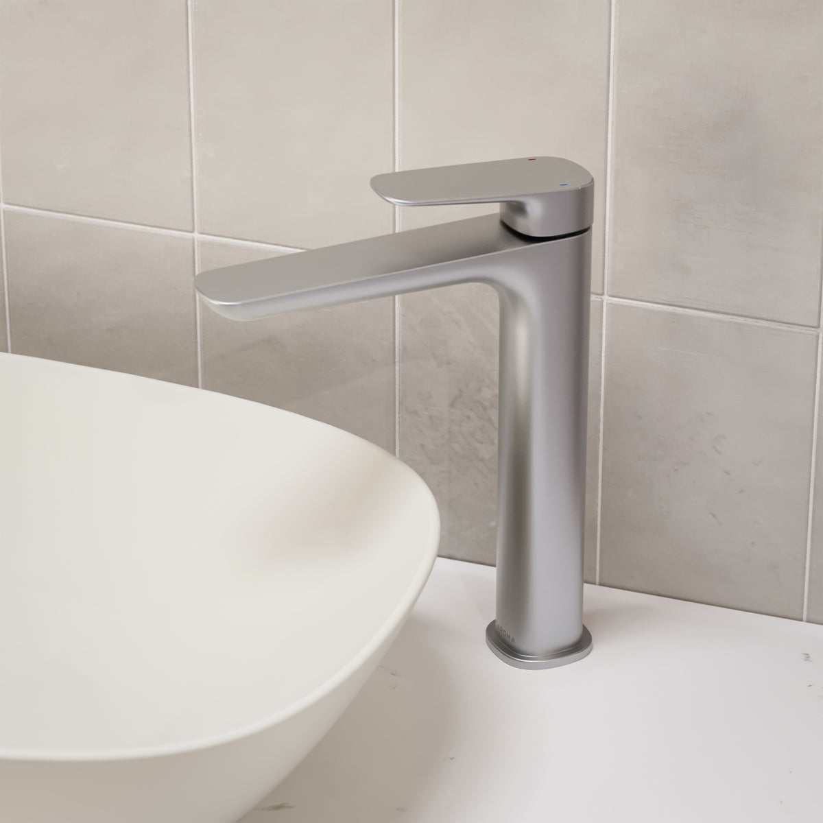 Caroma Contura II Tower Basin Mixer - Brushed Nickel