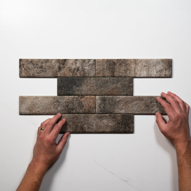 Eton Grey Porcelain Brick Look Tile 60mm x 250mm