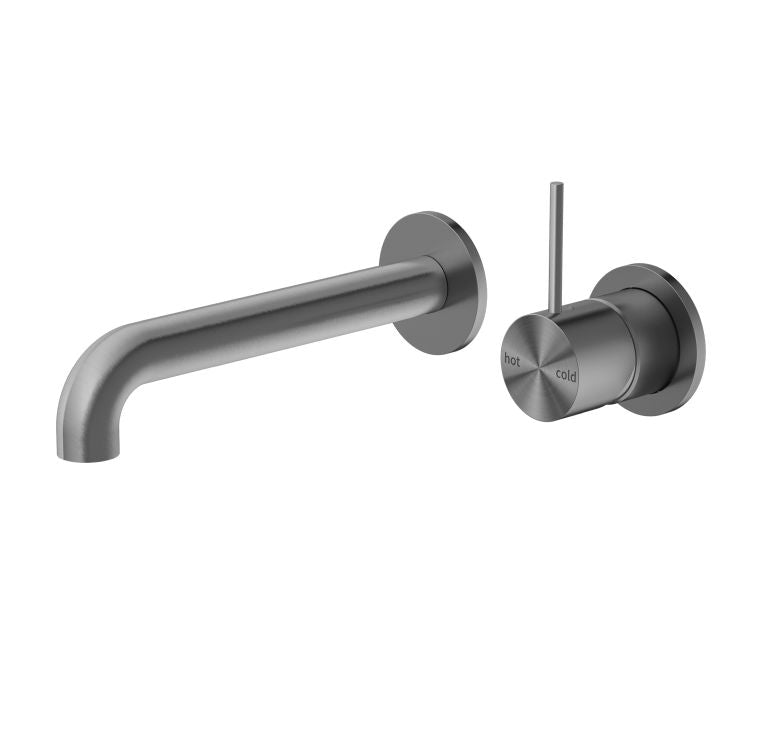 Nero Mecca Wall Basin/Bath Mixer Separate Back Plate Handle Up 160mm Gun Metal