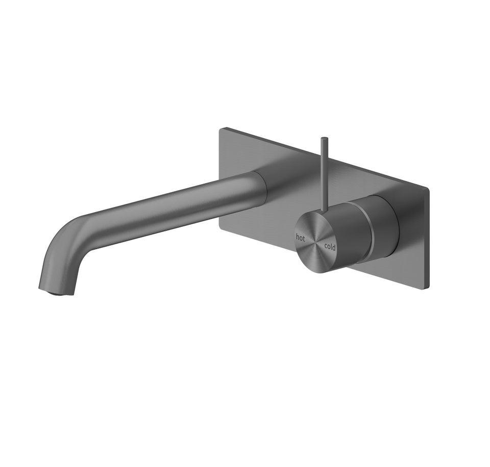Nero Mecca Wall Basin/Bath Mixer Handle Up 185mm Gun Metal