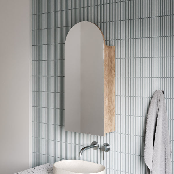 Ingrain Ash Arched Shaving Cabinet 400mm