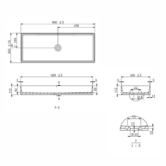 Kaskade Olso VXA78 Rectangular Stone Benchtop Basin