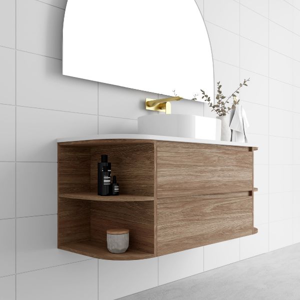 Marquis Avion, Avion5, 1200mm Two Shelf End Curved Wall Hung Vanity Side - The Blue Space