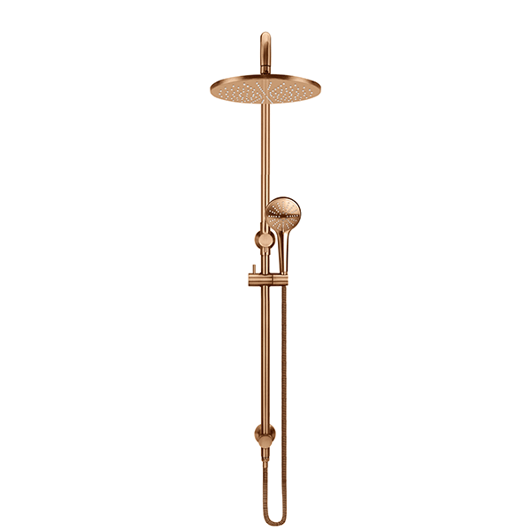 Meir Round Combination Shower Rail 300mm, 3 Function Hand Shower Lustre Bronze
