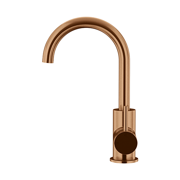 Meir Round Gooseneck Basin Mixer with Cold Start Lustre Bronze