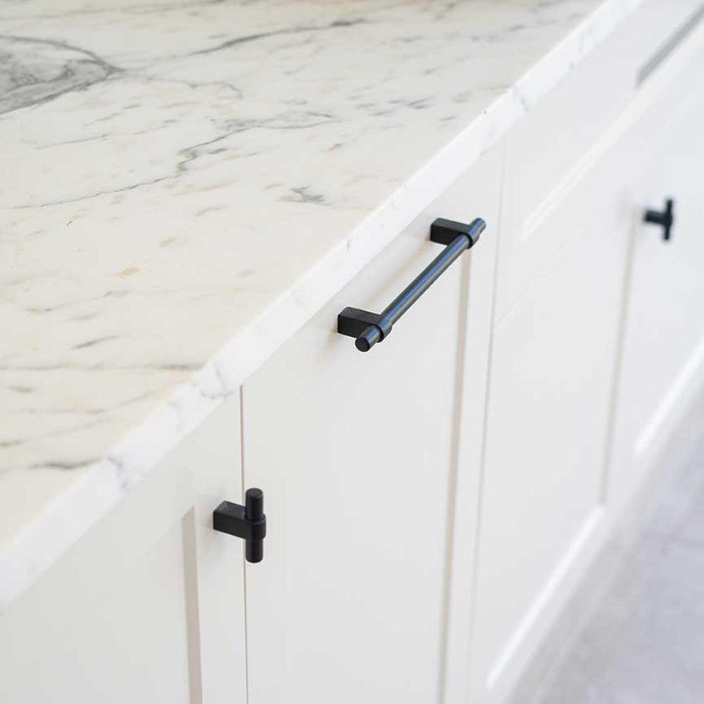 Momo Handles Maida in Black featured in Farmhouse Kitchen - The Blue Space