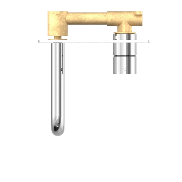 Nero Mecca Wall Basin/Bath Mixer Handle Up 230mm Chrome