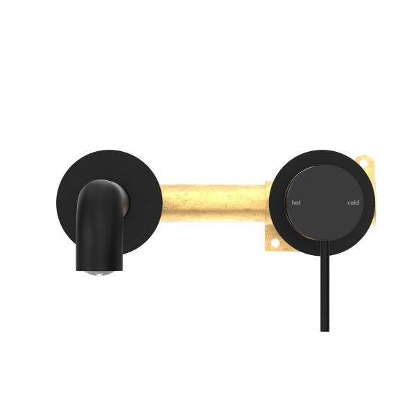 Nero Mecca Wall Basin/Bath Mixer Separate Back Plate 185mm Matte Black