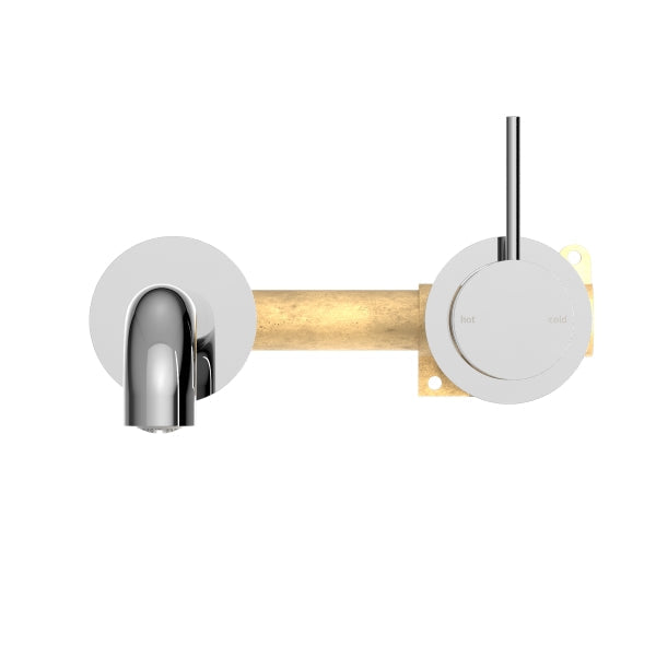 Nero Mecca Wall Basin Mixer Sep BP Handle Up 160mm Sp Chrome Front View | The Blue Space