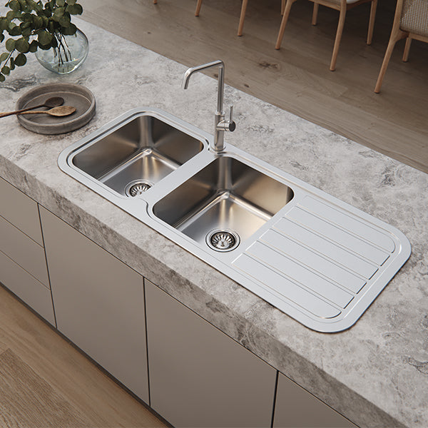 Phoenix 1000 Series Double Bowl Sink 1180 x 500mm