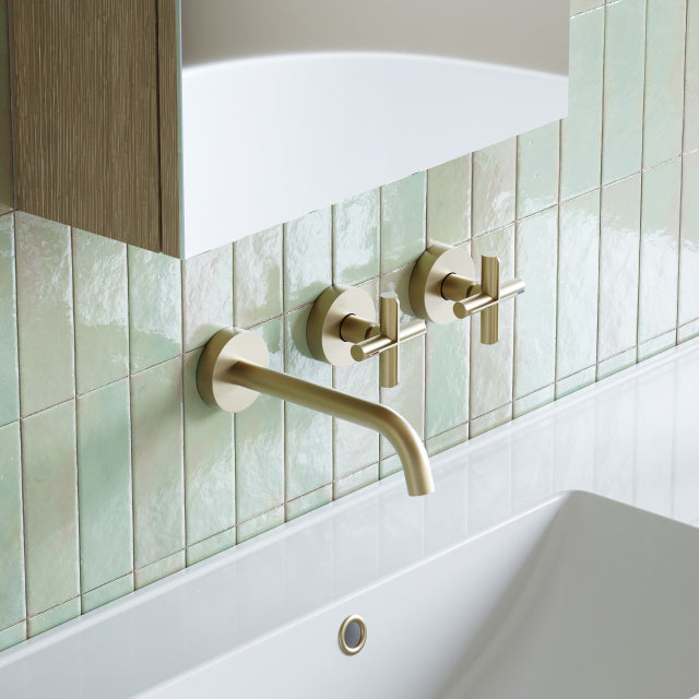 Phoenix Vivid Slimline Plus Wall Basin/Bath Hostess Set 180mm Brushed Gold