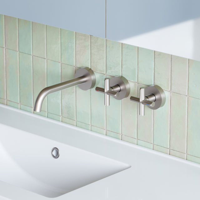 Phoenix Vivid Slimline Plus Wall Basin/Bath Hostess Set 180mm Brushed Nickel