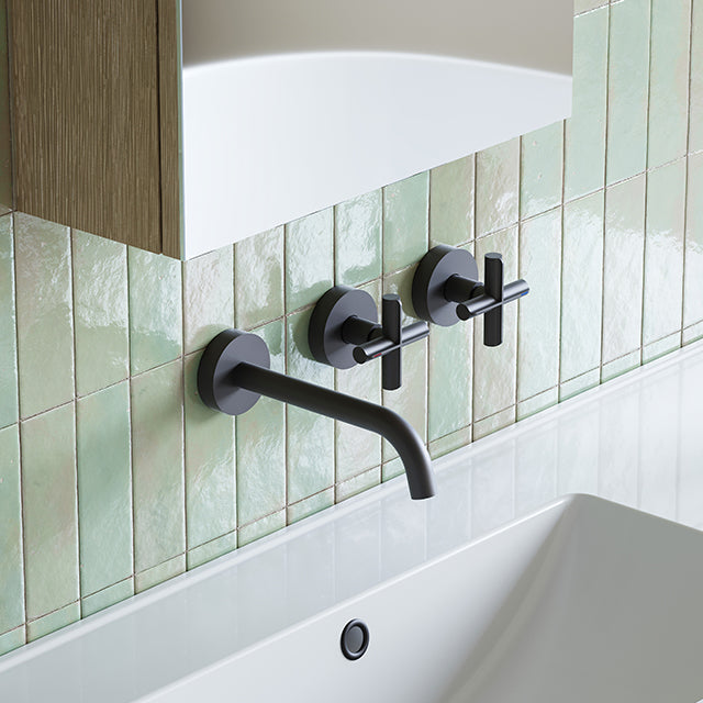 Phoenix Vivid Slimline Plus Wall Basin/Bath Hostess Set 180mm Matte Black