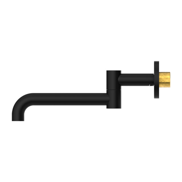Nero Mecca Wall Mounted Swivel Basin/Bath Spout 225mm Matte Black