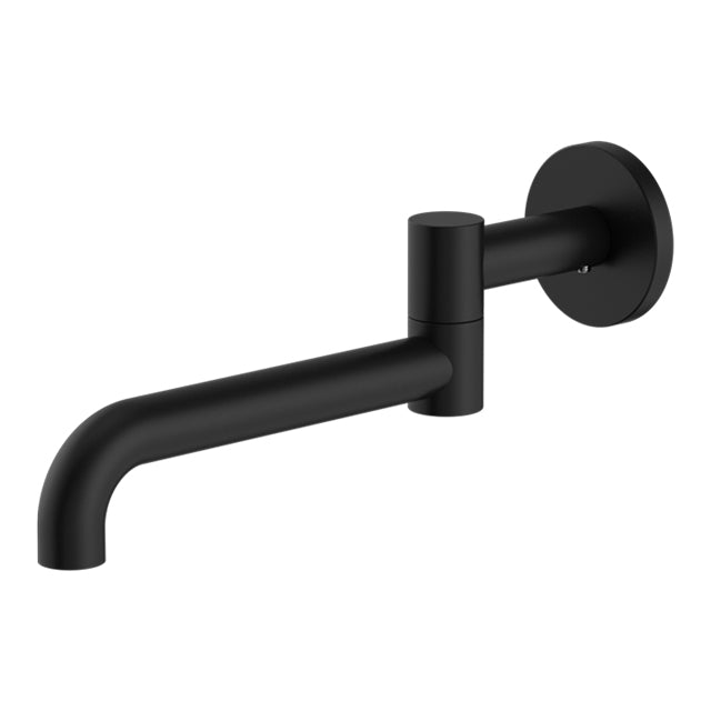 Nero Mecca Wall Mounted Swivel Basin/Bath Spout 225mm Matte Black
