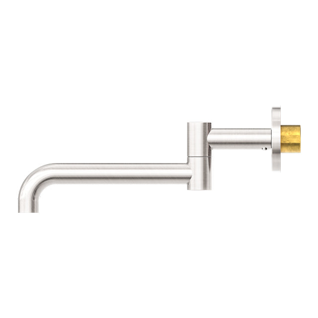 Nero Mecca Wall Mounted Swivel Basin/Bath Spout 225mm Brushed Nickel