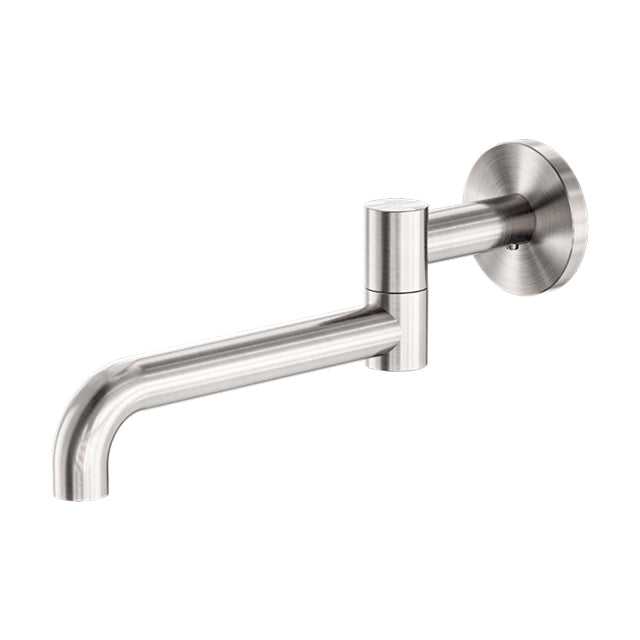 Nero Mecca Wall Mounted Swivel Basin/Bath Spout 225mm Brushed Nickel