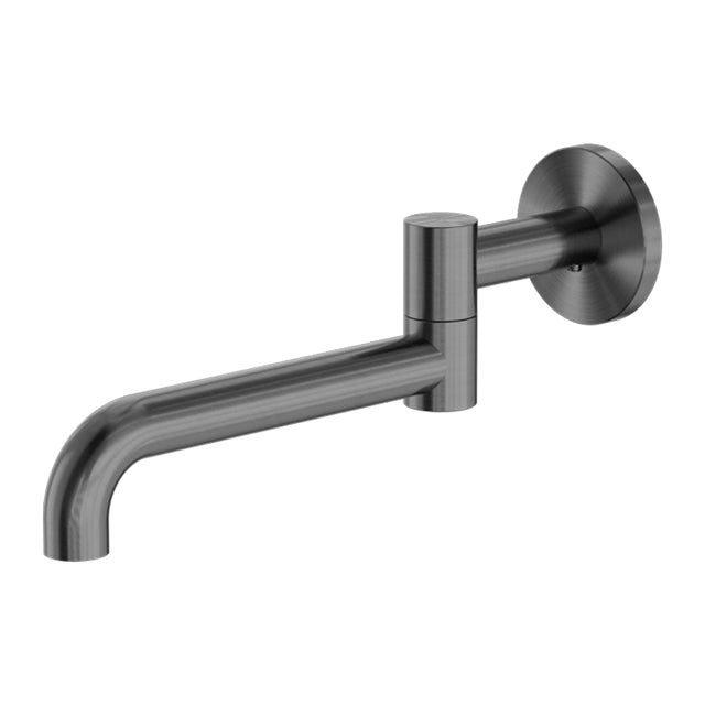 Nero Mecca Wall Mounted Swivel Basin/Bath Spout 225mm Gun Metal