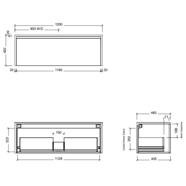 Timberline Ainsworth Wall Hung Vanity with SilkSurface Waterfall Top and Above Counter Basin