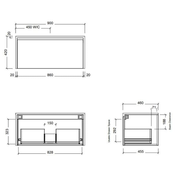 Timberline Ainsworth Wall Hung Vanity with SilkSurface Waterfall Top and Above Counter Basin