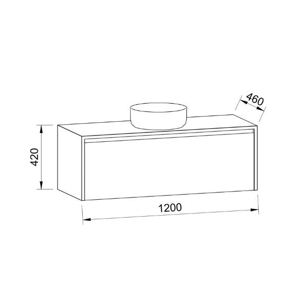 Timberline Ainsworth Wall Hung Vanity with SilkSurface Waterfall Top and Above Counter Basin
