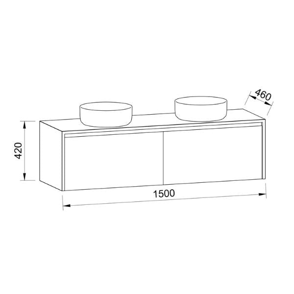 Timberline Ainsworth Wall Hung Vanity with SilkSurface Waterfall Top and Above Counter Basin