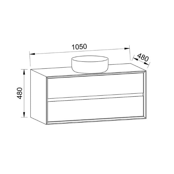 Timberline Embrace Wall Hung Vanity with SilkSurface Wraparound Top and Above Counter Basin