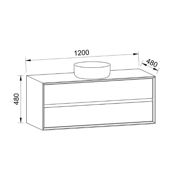 Timberline Embrace Wall Hung Vanity with SilkSurface Wraparound Top and Above Counter Basin