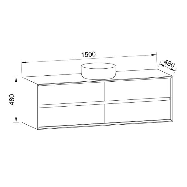 Timberline Embrace Wall Hung Vanity with SilkSurface Wraparound Top and Above Counter Basin
