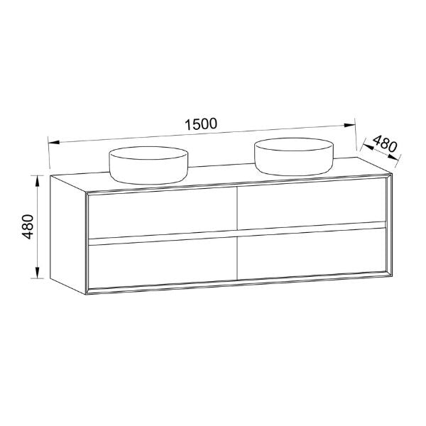 Timberline Embrace Wall Hung Vanity with SilkSurface Wraparound Top and Above Counter Basin