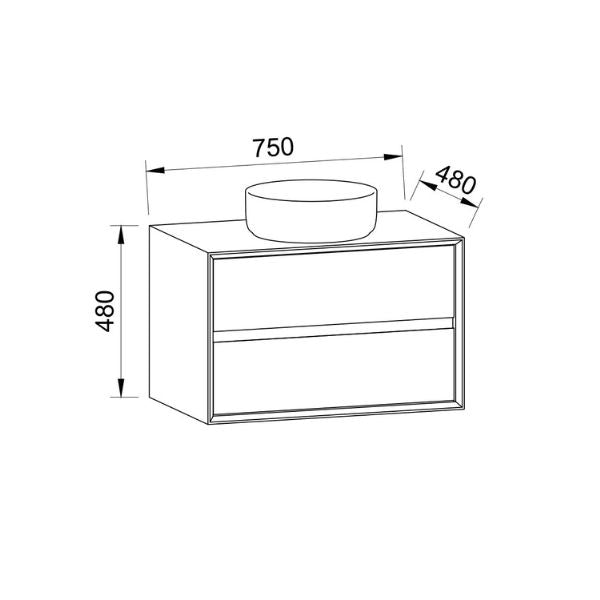Timberline Embrace Wall Hung Vanity with SilkSurface Wraparound Top and Above Counter Basin