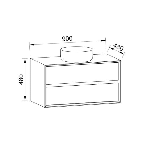 Timberline Embrace Wall Hung Vanity with SilkSurface Wraparound Top and Above Counter Basin