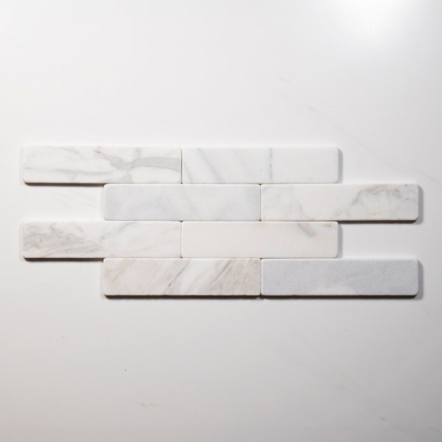 Tumbled Natural Calacatta Gold Marble Subway Tile 50mm x 200mm