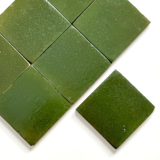 Green Evelyn Handmade Zellige 100 x 100 x 12mm | The Blue Space