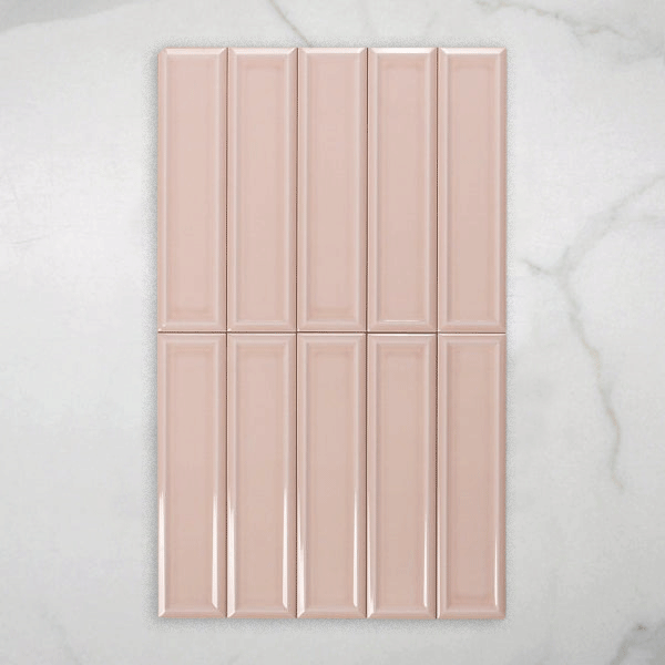 Whitehaven Pink Gloss Frame Ceramic Subway Tile 68x280mm