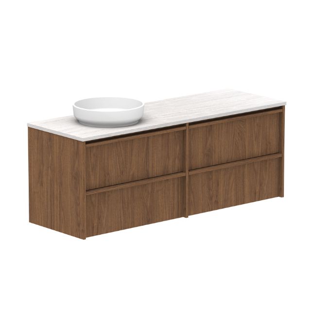 ADP Eli Wall Hung Vanity with Caesarstone Benchtop - 1500mm Left Bowl ELIFAW1500WHLCS - The Blue Space