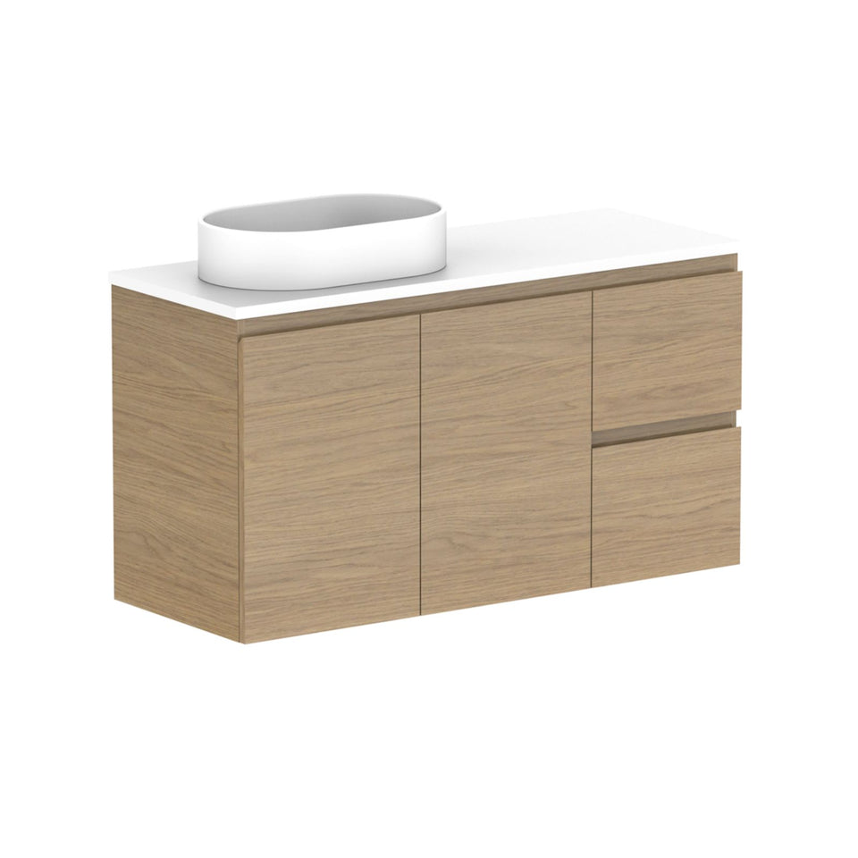 ADP Glacier Lite Ensuite Door and Drawer Twin Vanity with Cherry Pie Top
