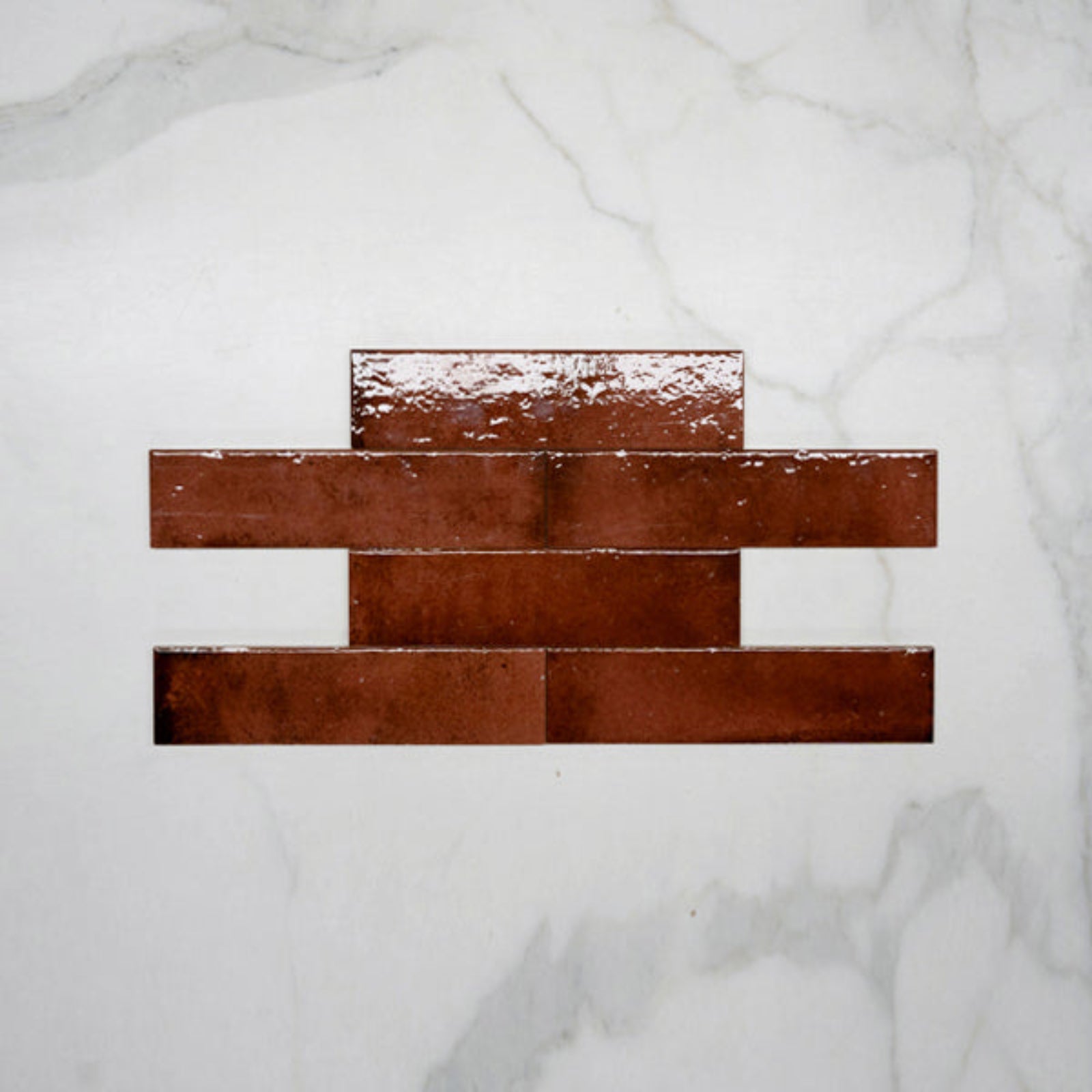 Pattern No Hand Antique Red Andrea Subway Tile Textural Gloss 75 x 300 x 8mm Italian Porcelain - The Blue Space