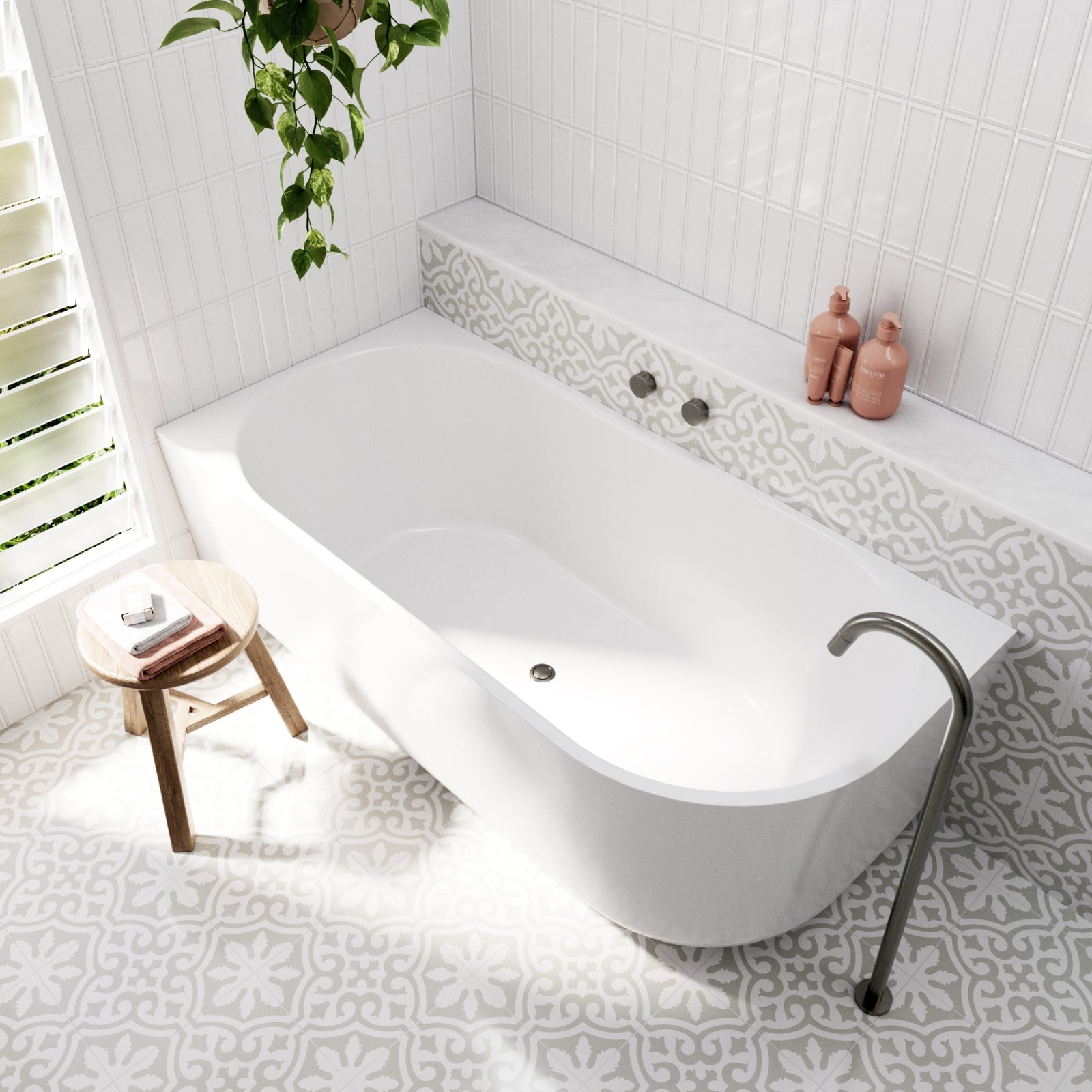Lifestyle 1 Bao Elegant 1700mm Back to Corner Bath - Right Hand Corner BAO200217R - The Blue Space