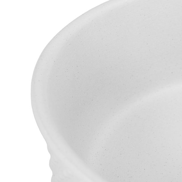 Bao Round 380mm Above Counter Diamond Embossed Basin - Matte White Textured