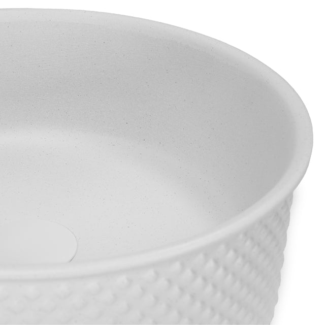 Bao Round 380mm Above Counter Diamond Embossed Basin - Matte White Textured