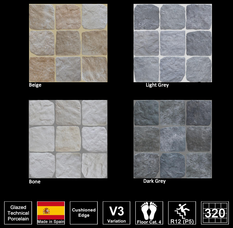 4 Faces Bone Settlers Cobble Stone 150 x 150mm Porcelain - The Blue Space
